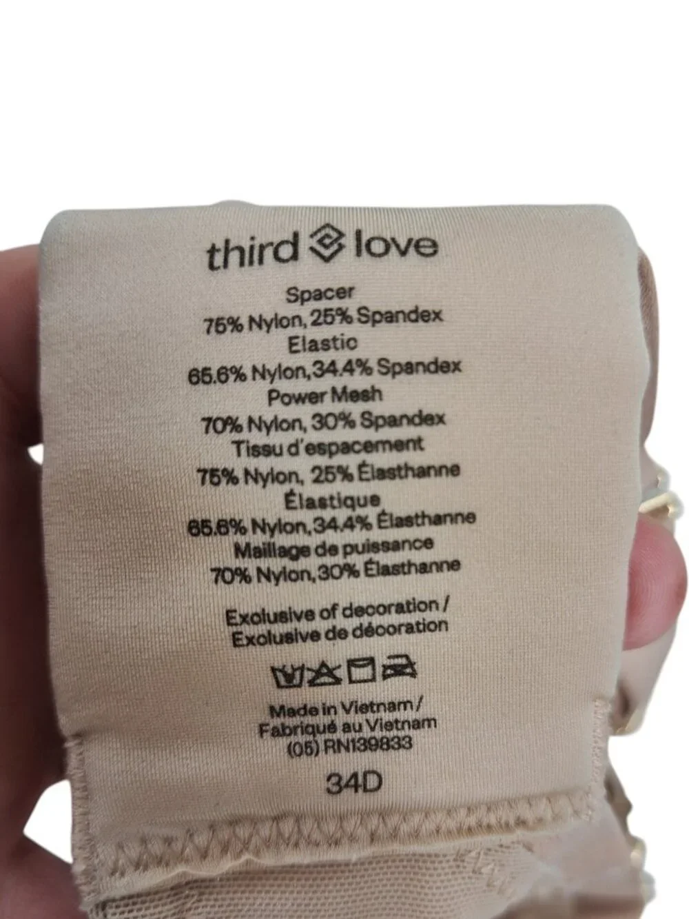 ThirdLove Classic Crossover Minimizer Full Coverage Bra Size 34D Beige